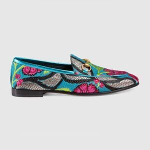 Gucci Jordaan Floral Embroidered Loafers - Multicolor size 35.5